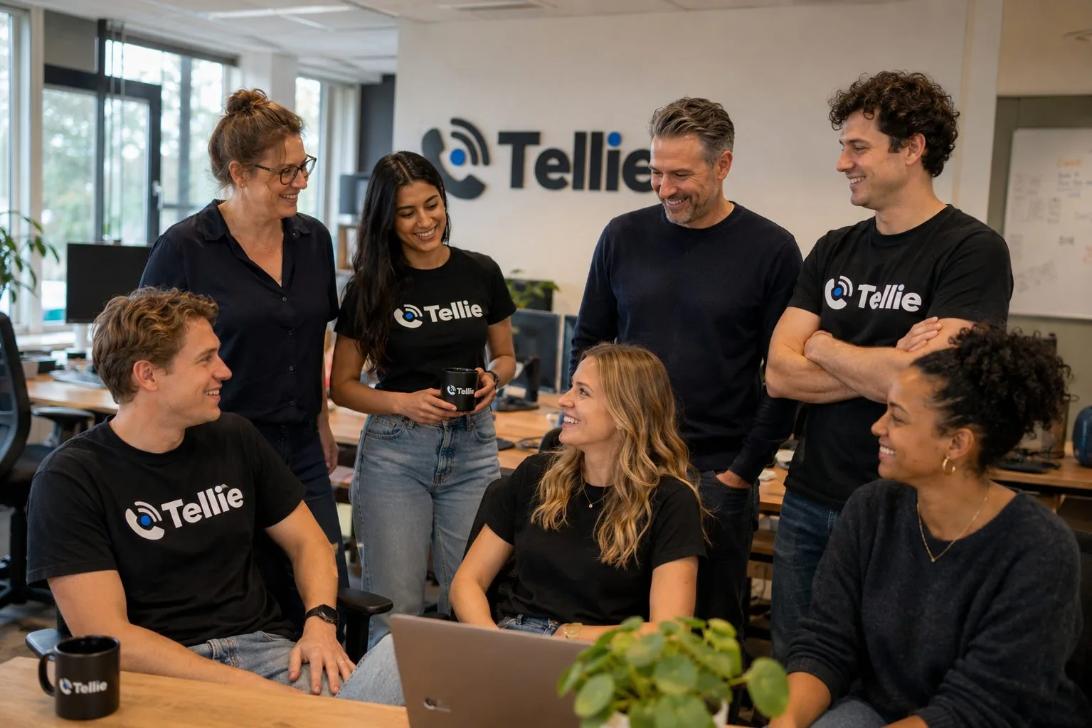 Het team van Tellie op kantoor